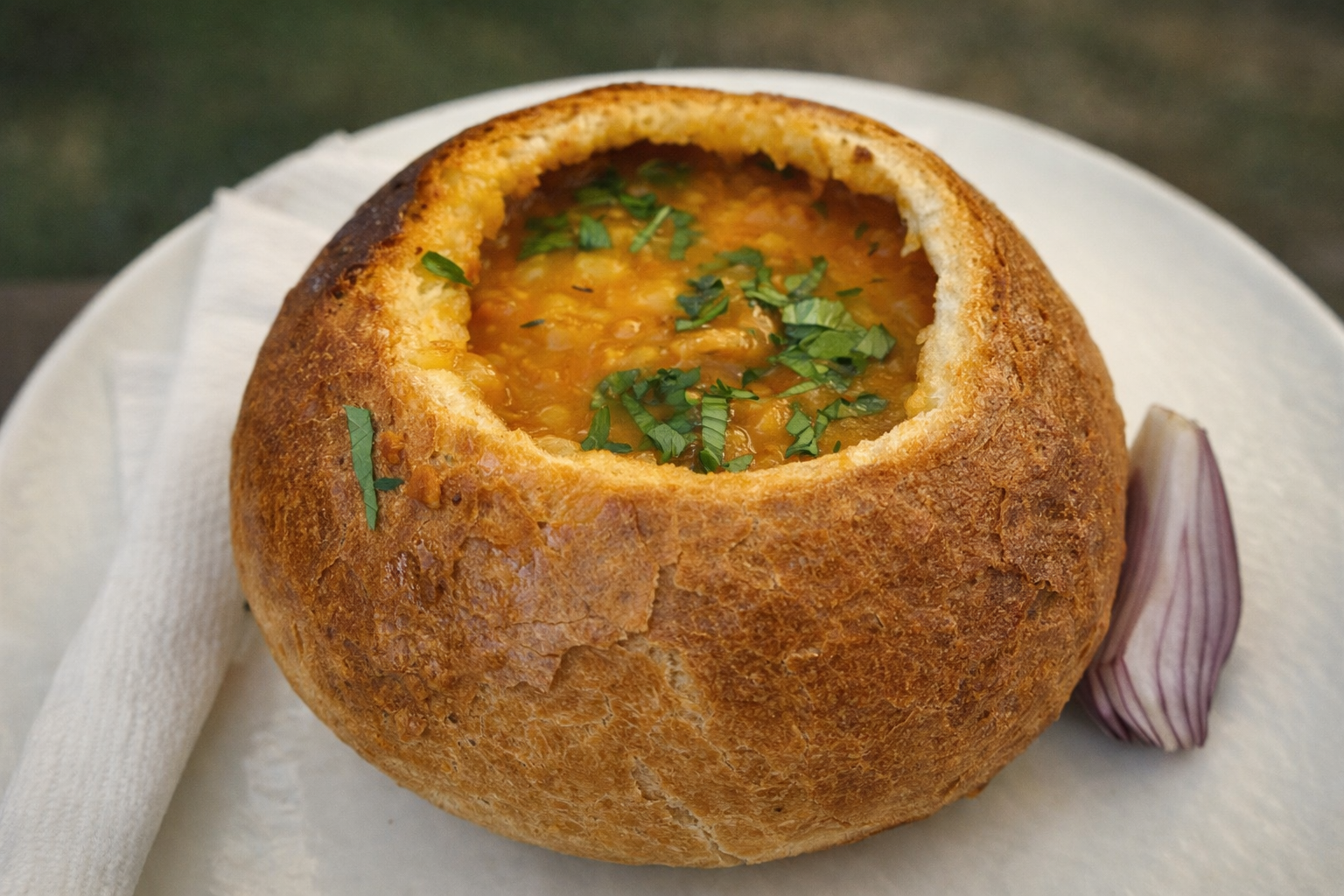 Landscape and architecture in soft daylight