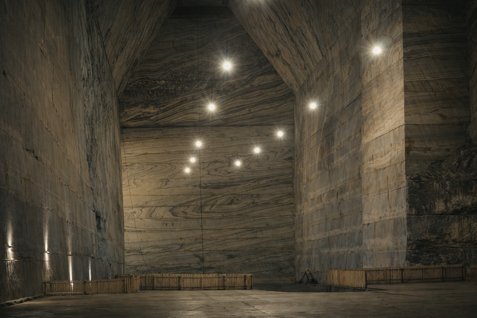 Geometric interior lines within a mine space